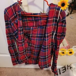 Hooded Plaid Top